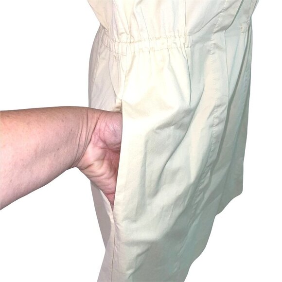 Theory Ketan Dress Womens Size 10 A Line Cinched Waist Button Front Pale Yellow - Picture 10 of 12